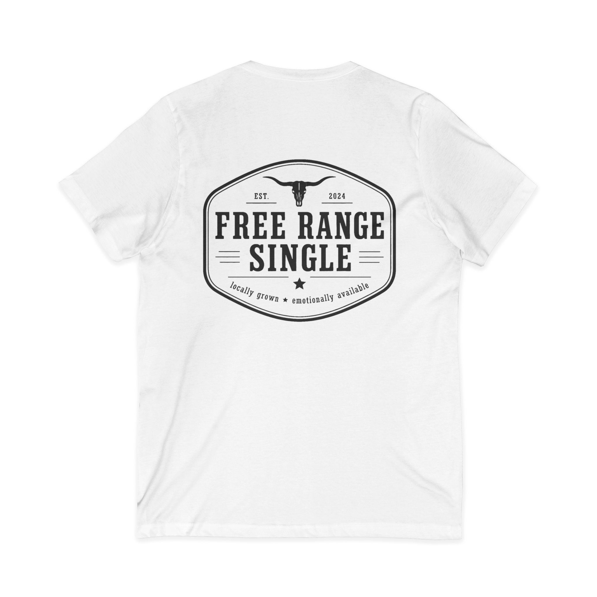 Free Range Single V-Neck Tee — Funny Single Life Graphic T-Shirt