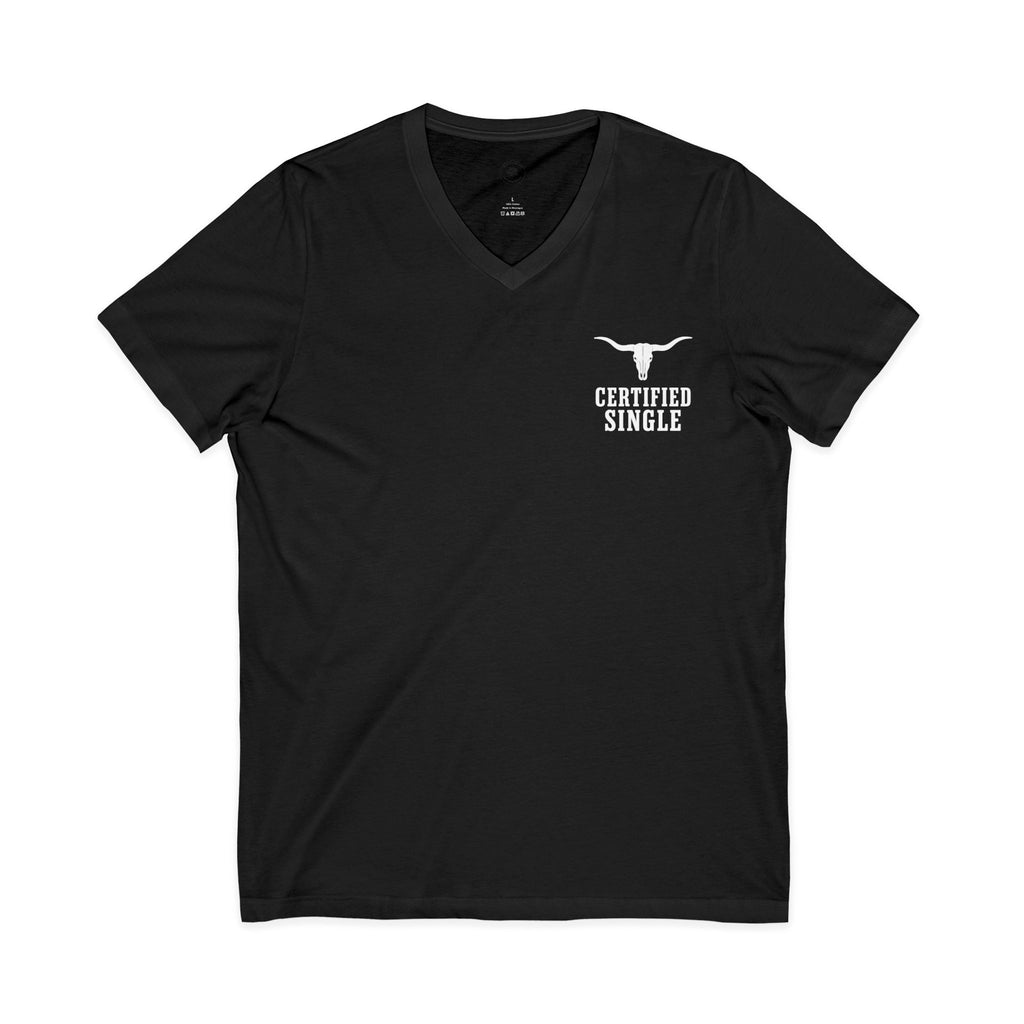 Certified / Free Range Single V-Neck Tee — Funny Single Pride Shirt