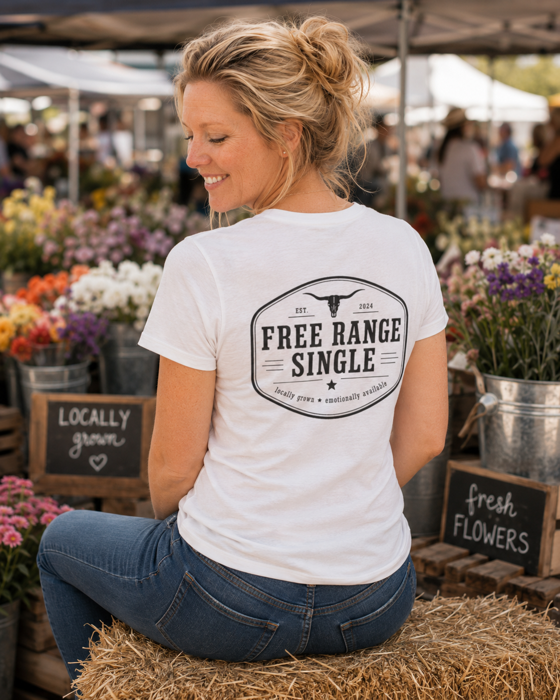 Free Range Single V-Neck Tee — Funny Single Life Graphic T-Shirt