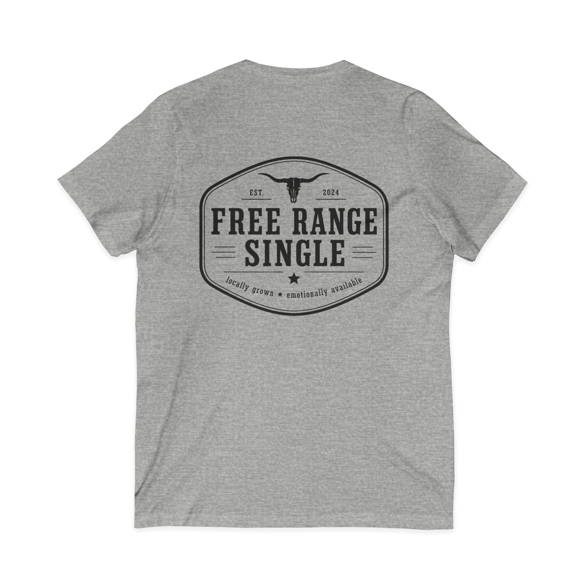 Free Range Single V-Neck Tee — Funny Single Life Graphic T-Shirt