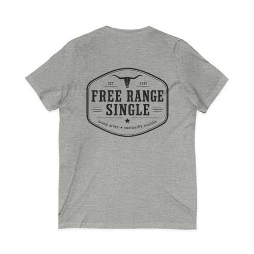 Free Range Single V-Neck Tee — Funny Single Life Graphic T-Shirt
