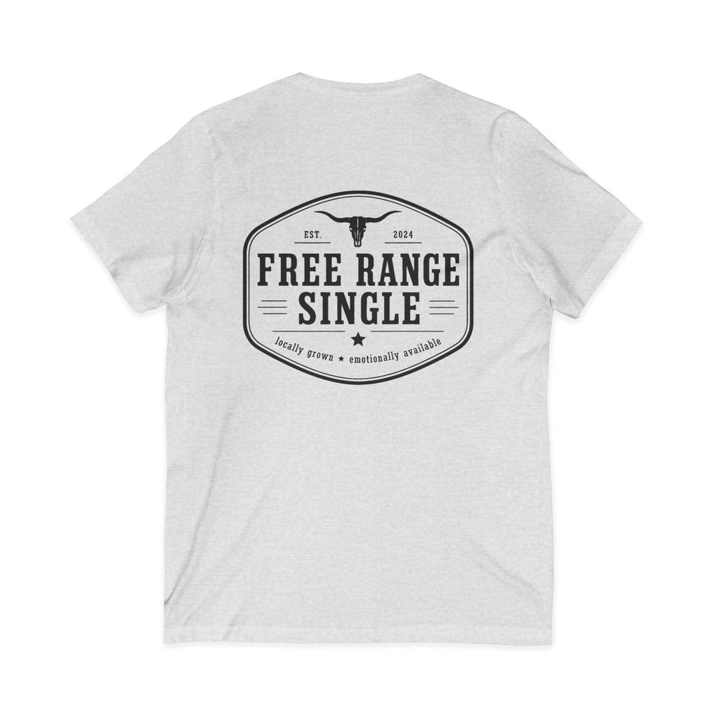 Free Range Single V-Neck Tee — Funny Single Life Graphic T-Shirt