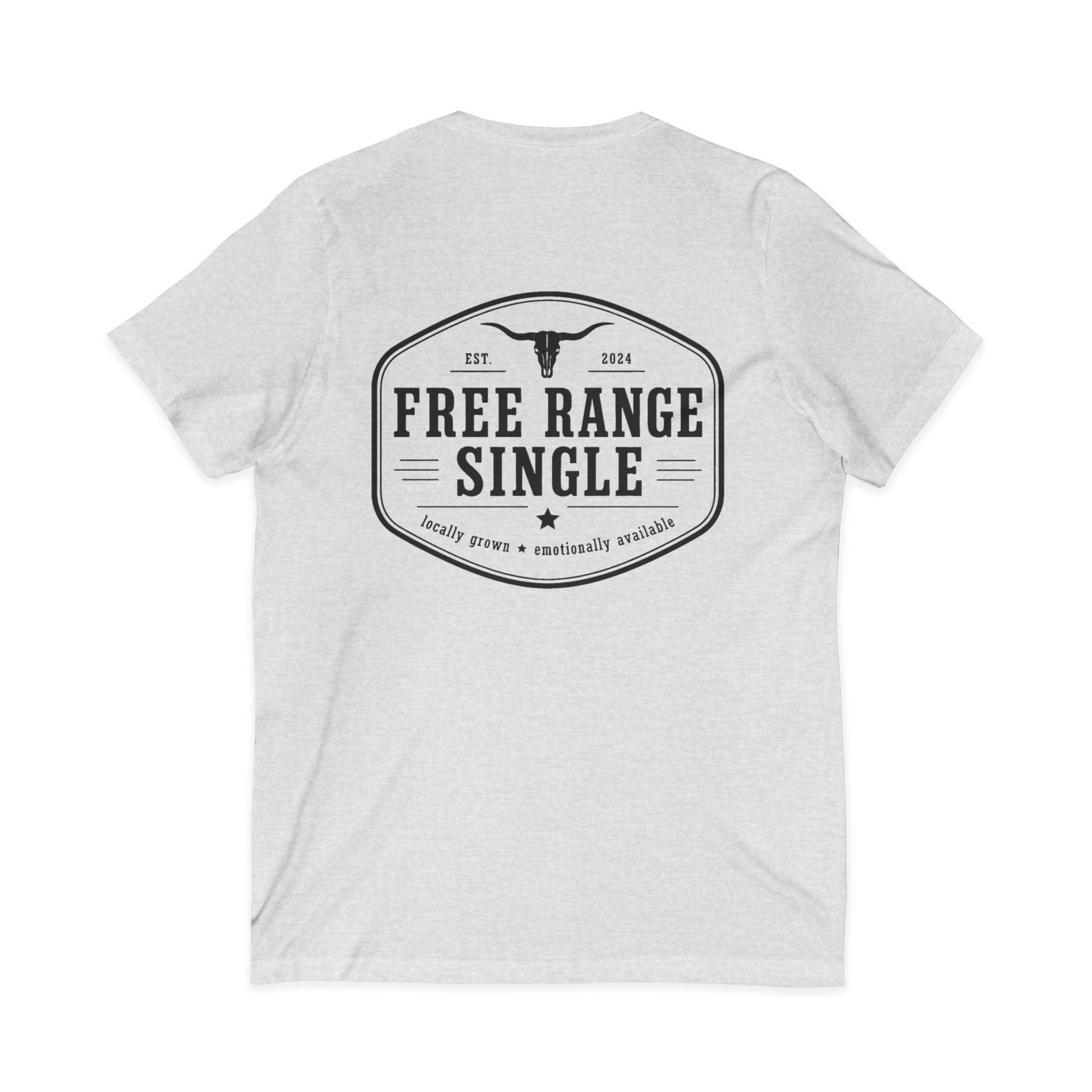 Free Range Single V-Neck Tee — Funny Single Life Graphic T-Shirt
