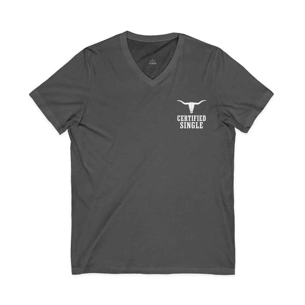 Certified / Free Range Single V-Neck Tee — Funny Single Pride Shirt