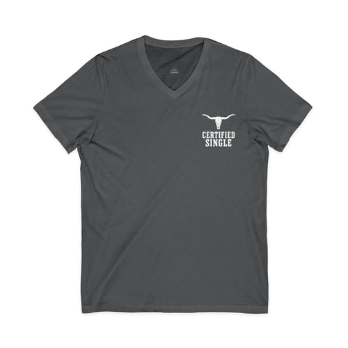 Certified / Free Range Single V-Neck Tee — Funny Single Pride Shirt